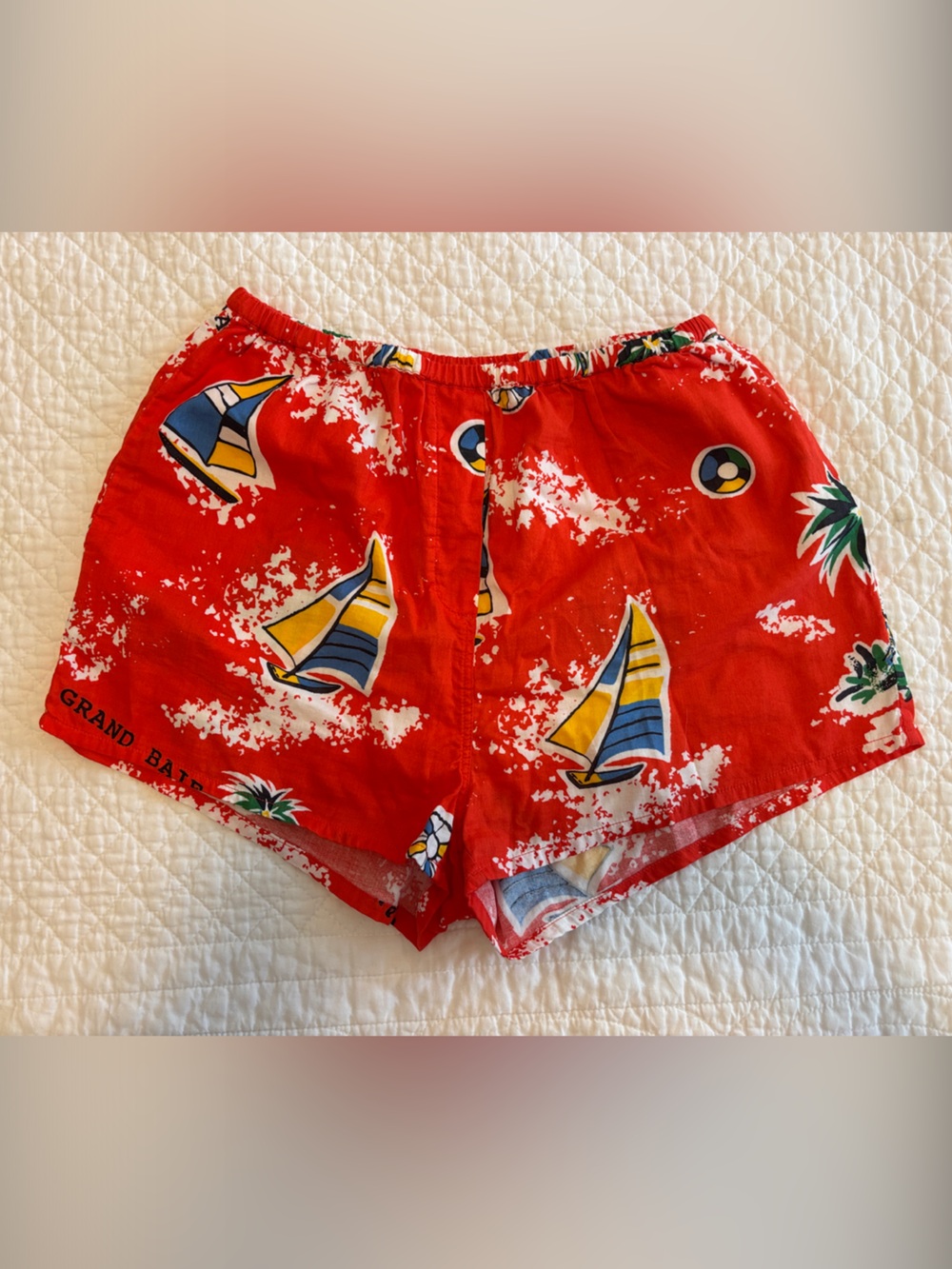 American Vintage Red Sailboat Athletic Shorts